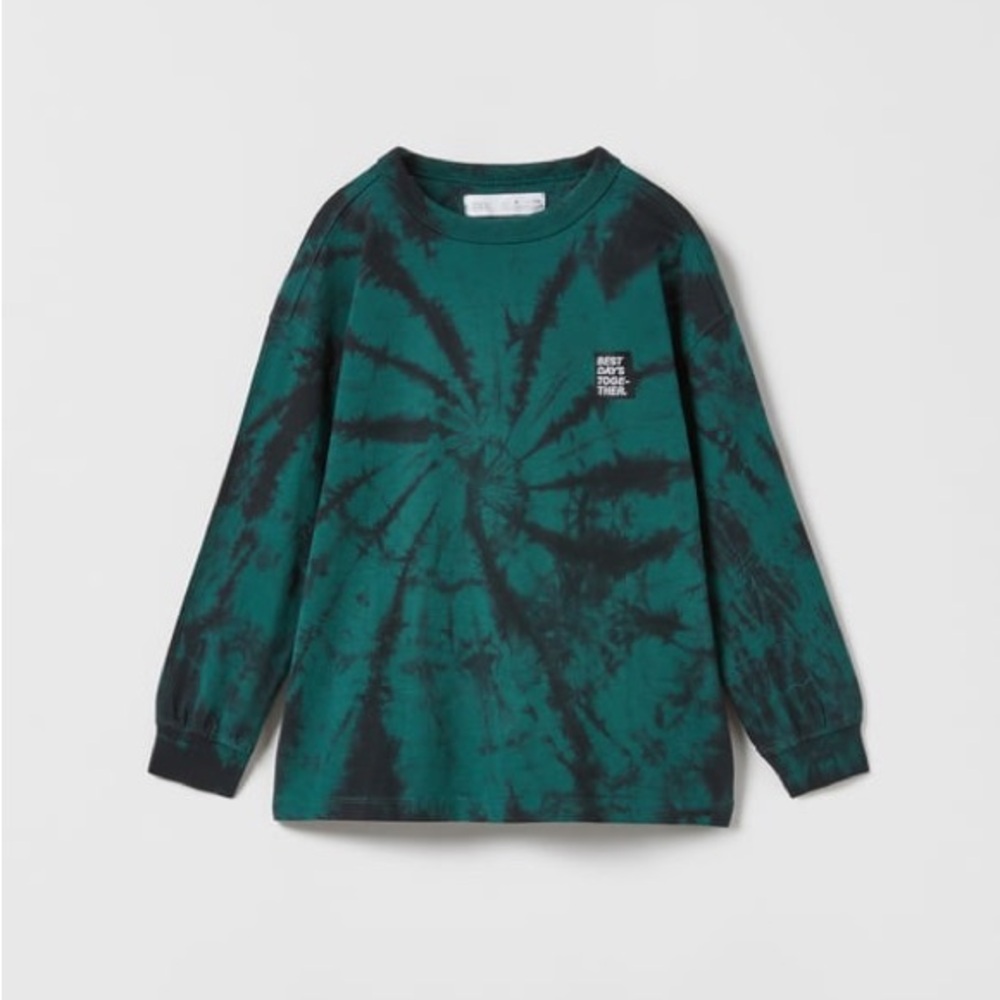 Zara | Green Tie-Dye Kids Long Sleeve Shirt